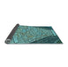 Thickness of Patterned Turquoise Green Rug, pat2201lblu