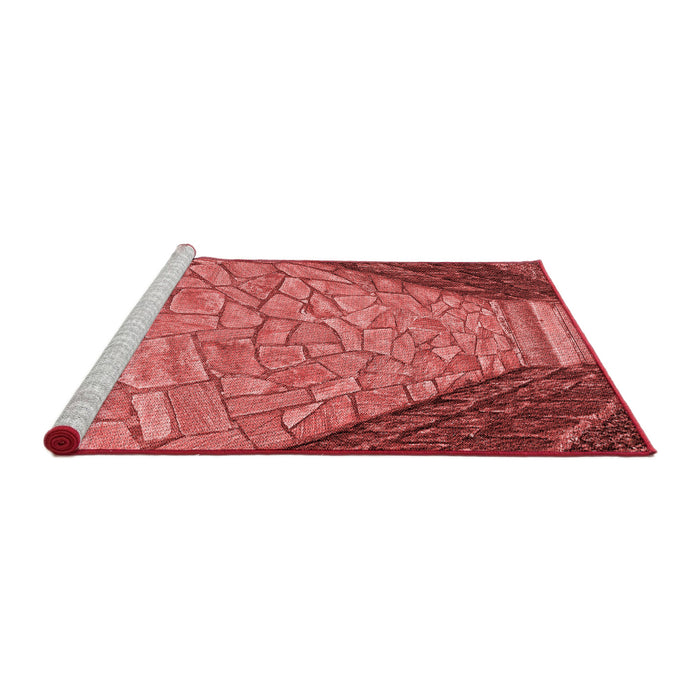 Sideview of Machine Washable Transitional Red Rug, wshpat2201rd