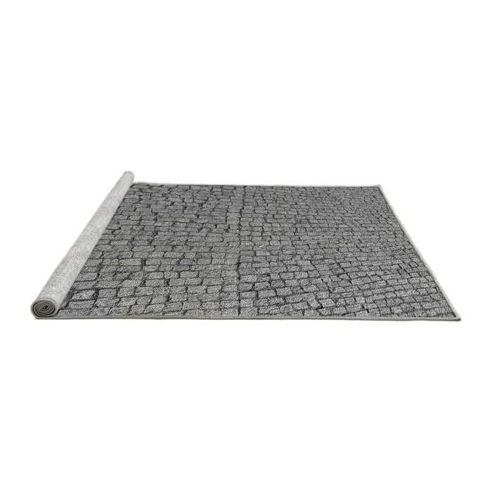 Sideview of Machine Washable Transitional Grey Gray Rug, wshpat2202gry