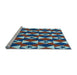 Sideview of Machine Washable Transitional Crystal Blue Rug, wshpat2203lblu