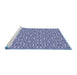 Sideview of Machine Washable Transitional Blue Rug, wshpat2205blu