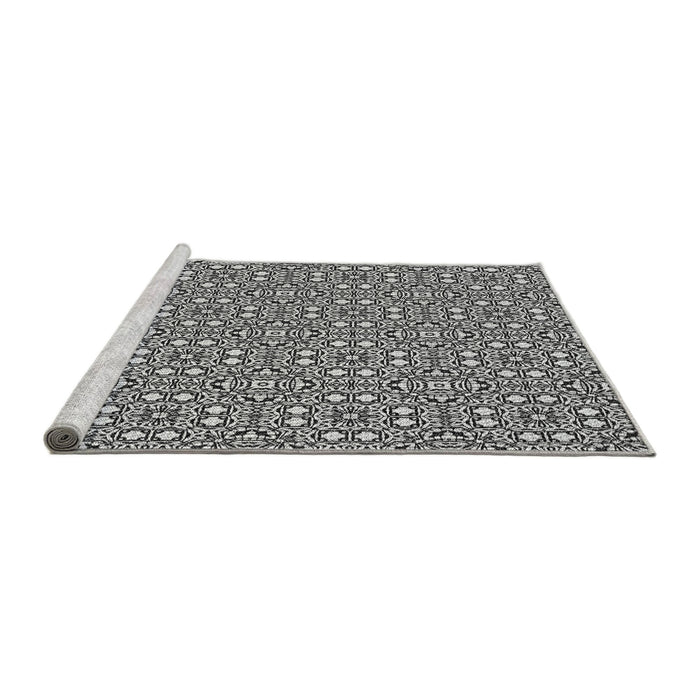Sideview of Machine Washable Transitional Dark Gray Black Rug, wshpat2205gry