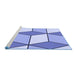 Sideview of Machine Washable Transitional Royal Blue Rug, wshpat2206blu