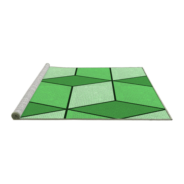 Sideview of Machine Washable Transitional Green Rug, wshpat2206grn