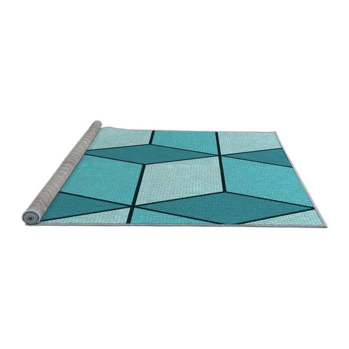 Sideview of Machine Washable Transitional Light Sea Green Rug, wshpat2206lblu