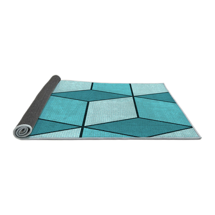Thickness of Patterned Light Sea Green Rug, pat2206lblu