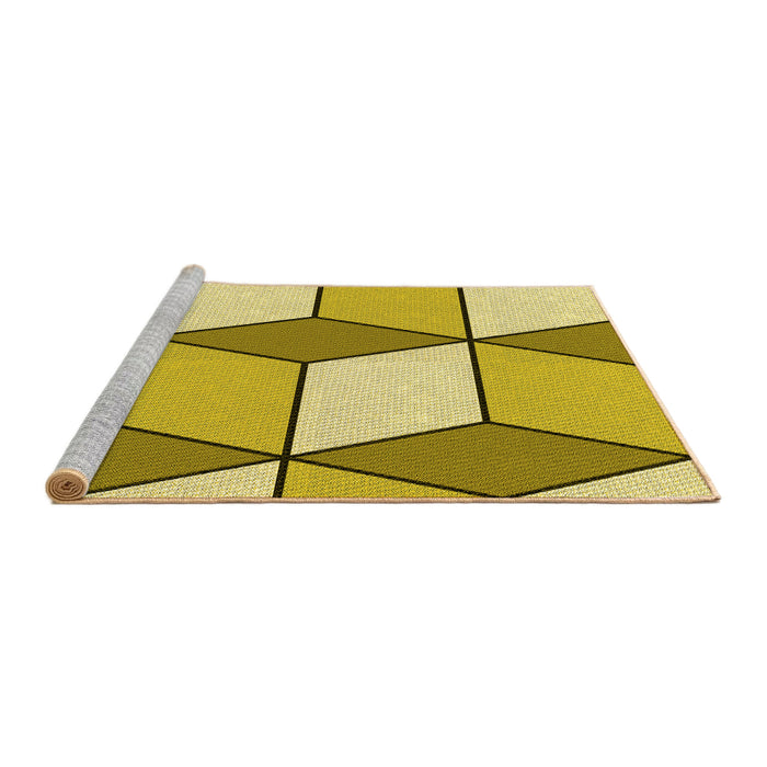 Sideview of Machine Washable Transitional Bold Yellow Rug, wshpat2206yw