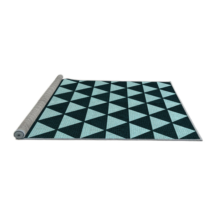 Sideview of Machine Washable Transitional Deep Teal Green Rug, wshpat2207lblu