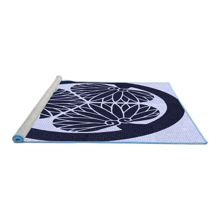 Sideview of Machine Washable Transitional Night Blue Rug, wshpat2208blu