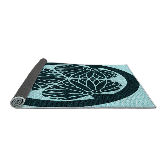 Thickness of Patterned Deep Teal Green Rug, pat2208lblu