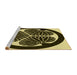 Sideview of Machine Washable Transitional Metallic Gold Rug, wshpat2208yw