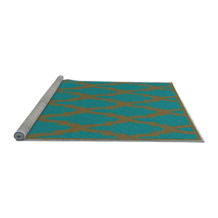 Sideview of Machine Washable Transitional Dark Turquoise Green Rug, wshpat2209lblu