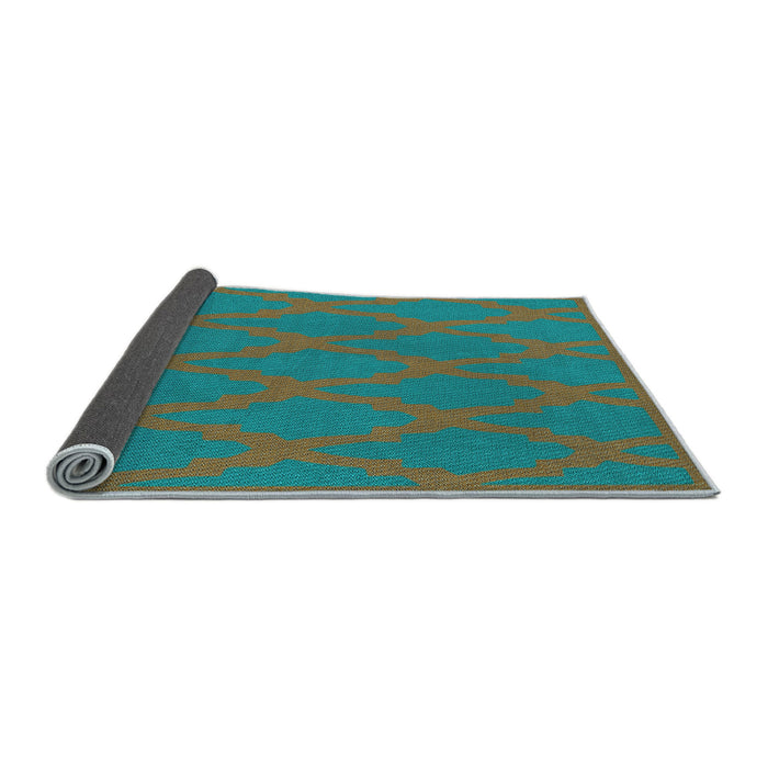 Thickness of Patterned Dark Turquoise Green Rug, pat2209lblu