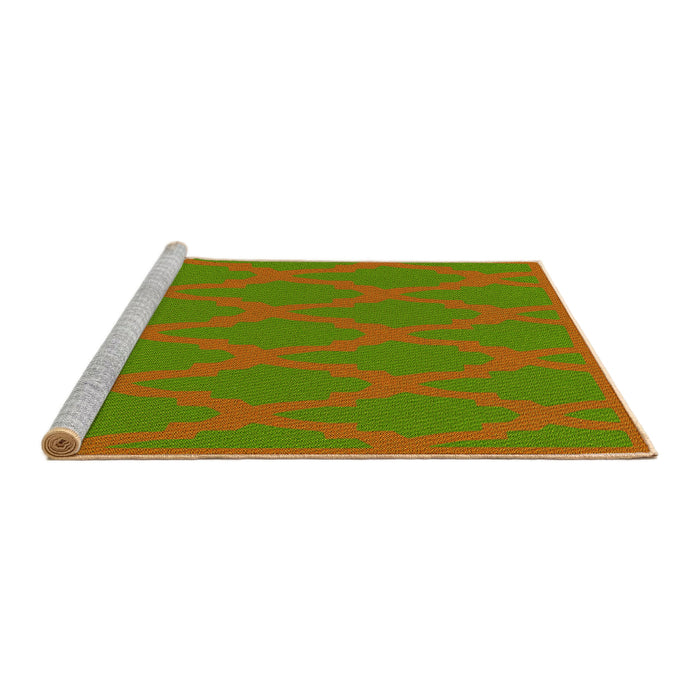 Sideview of Machine Washable Transitional Apple Green Rug, wshpat2209yw