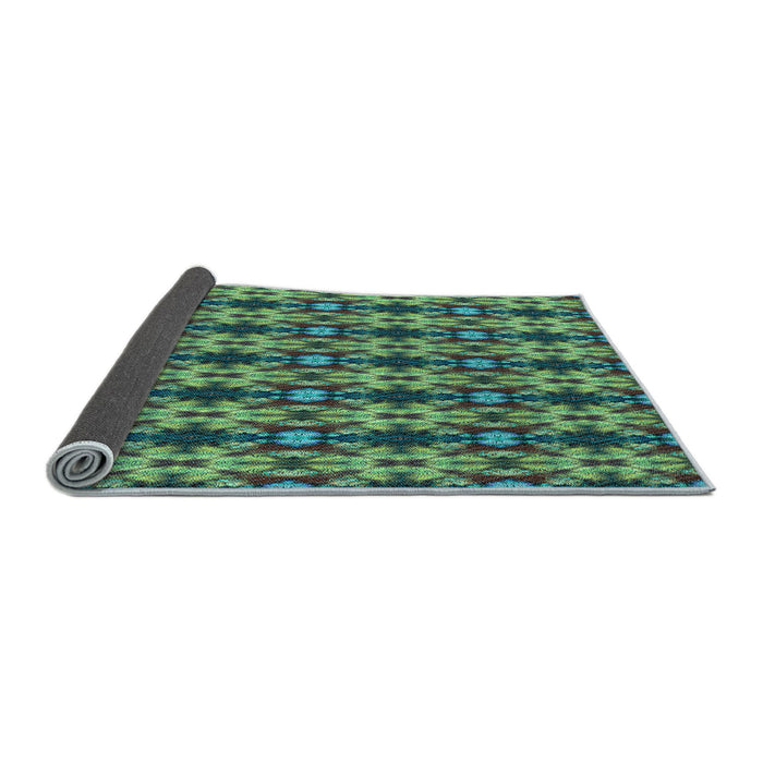 Thickness of Patterned Emerald Green Rug, pat221lblu