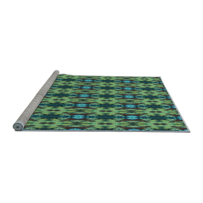 Sideview of Machine Washable Transitional Emerald Green Rug, wshpat221lblu