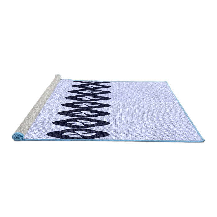 Sideview of Machine Washable Transitional Lavender Blue Rug, wshpat2211blu