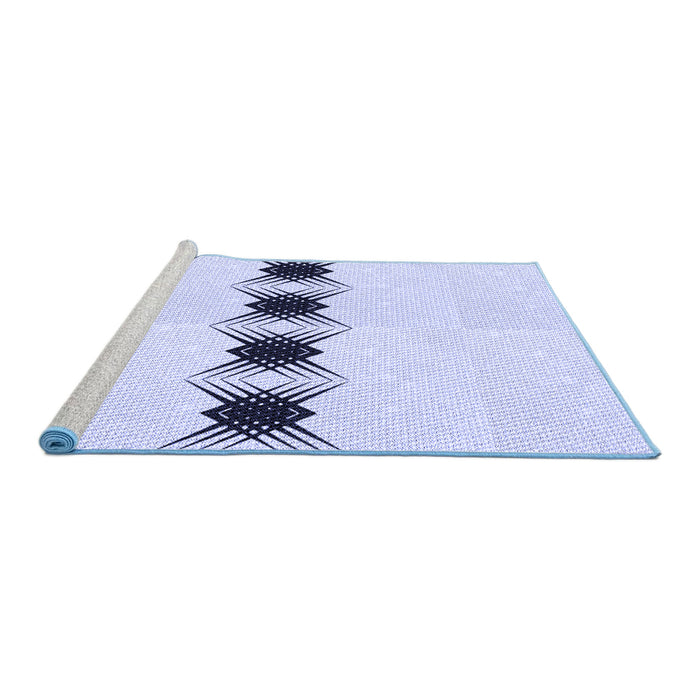 Sideview of Machine Washable Transitional Lavender Blue Rug, wshpat2212blu