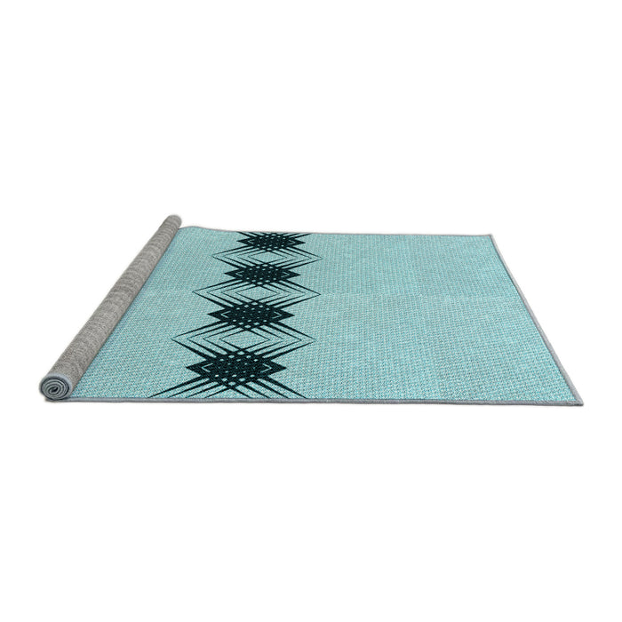 Sideview of Machine Washable Transitional Electric Blue Rug, wshpat2212lblu