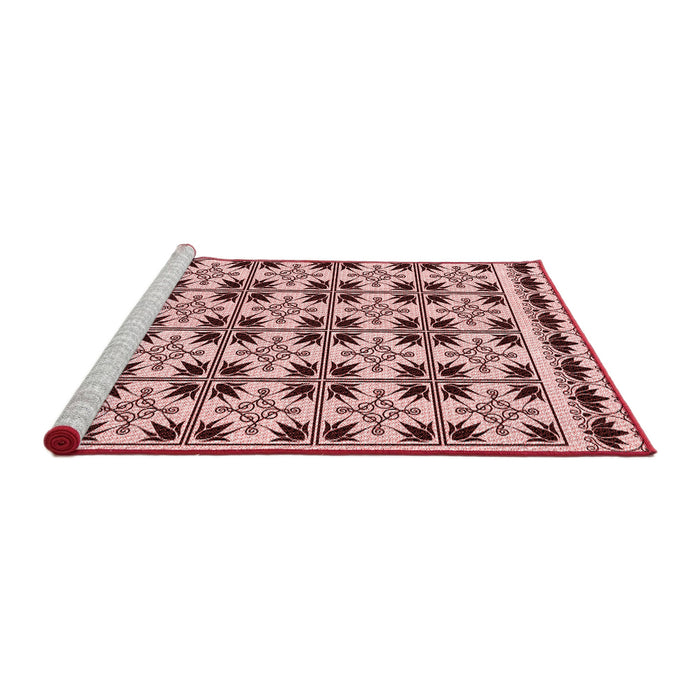 Sideview of Machine Washable Transitional Brown Red Rug, wshpat2213rd