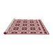 Sideview of Machine Washable Transitional Brown Red Rug, wshpat2213rd