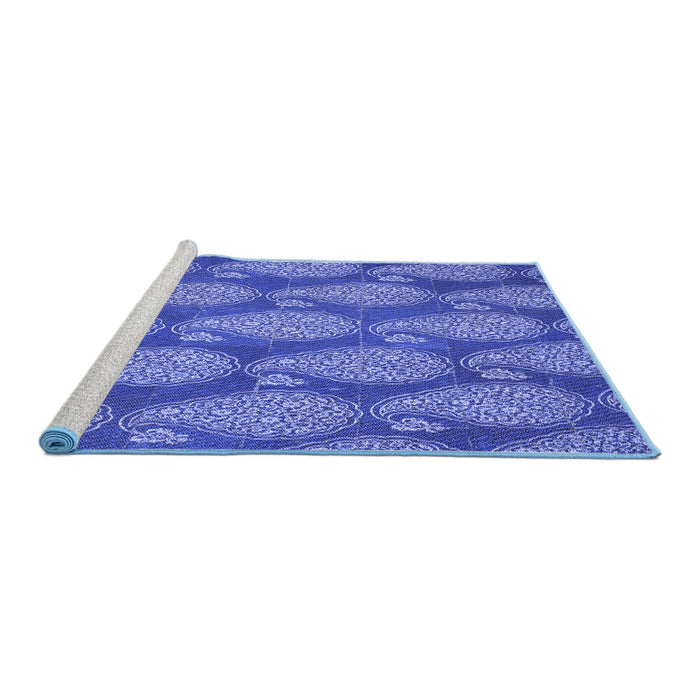 Sideview of Machine Washable Transitional Sky Blue Rug, wshpat2215blu
