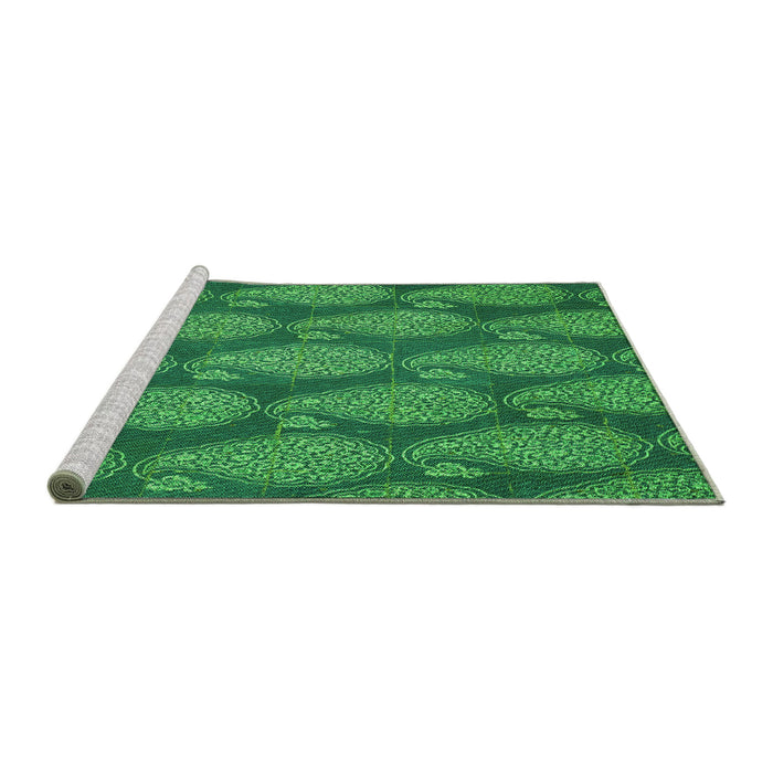 Sideview of Machine Washable Transitional Forest Green Rug, wshpat2215grn