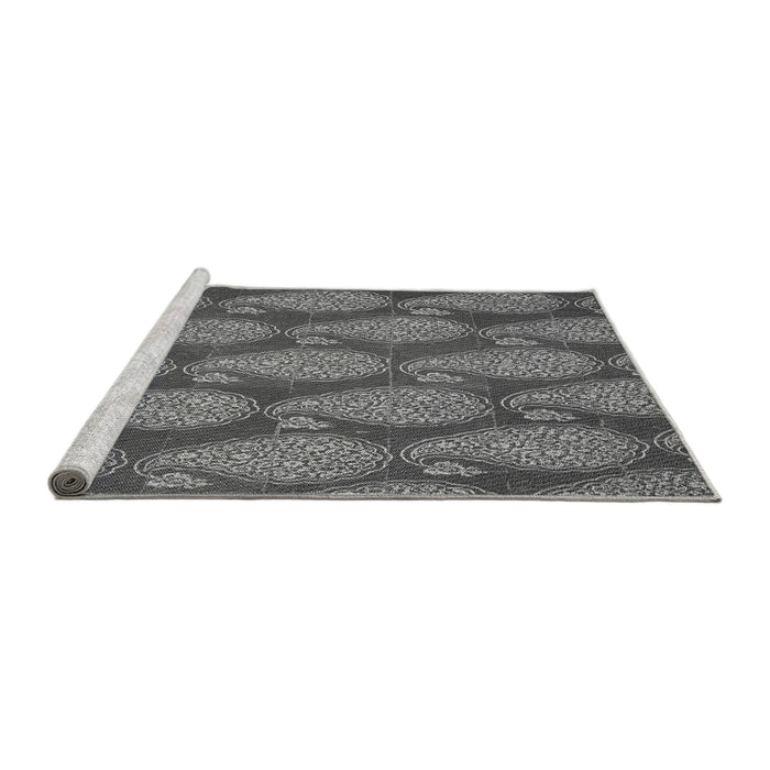 Sideview of Machine Washable Transitional Dark Gray Rug, wshpat2215gry