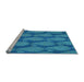 Sideview of Machine Washable Transitional Blue Rug, wshpat2215lblu