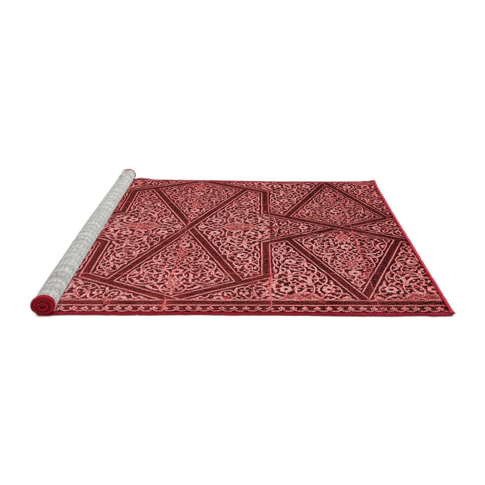 Sideview of Machine Washable Transitional Cranberry Red Rug, wshpat2216rd