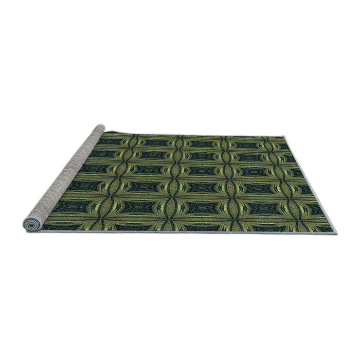 Sideview of Machine Washable Transitional Olive Green Rug, wshpat2217lblu