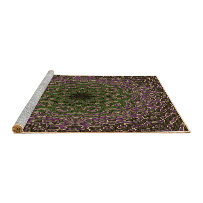Sideview of Machine Washable Transitional Purple Lily Purple Rug, wshpat2218brn