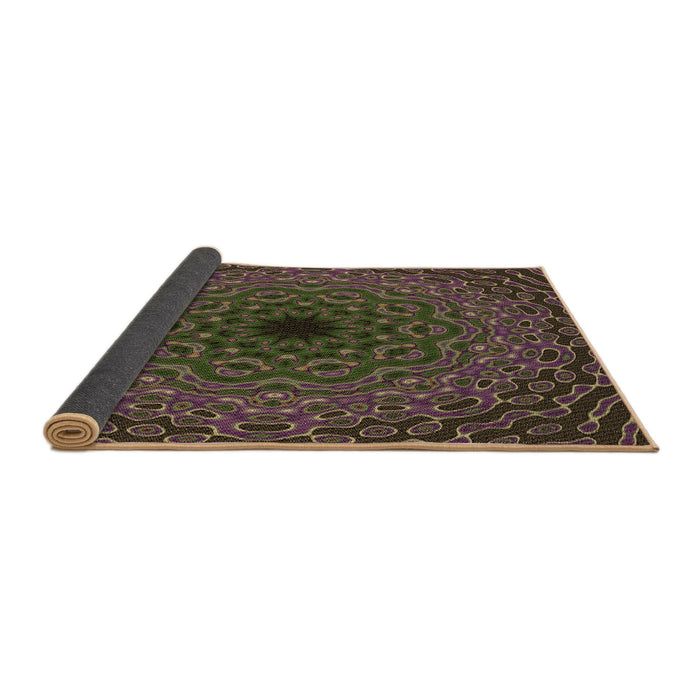 Thickness of Patterned Purple Lily Purple Rug, pat2218brn