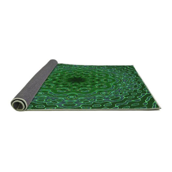 Thickness of Patterned Dark Forest Green Rug, pat2218grn