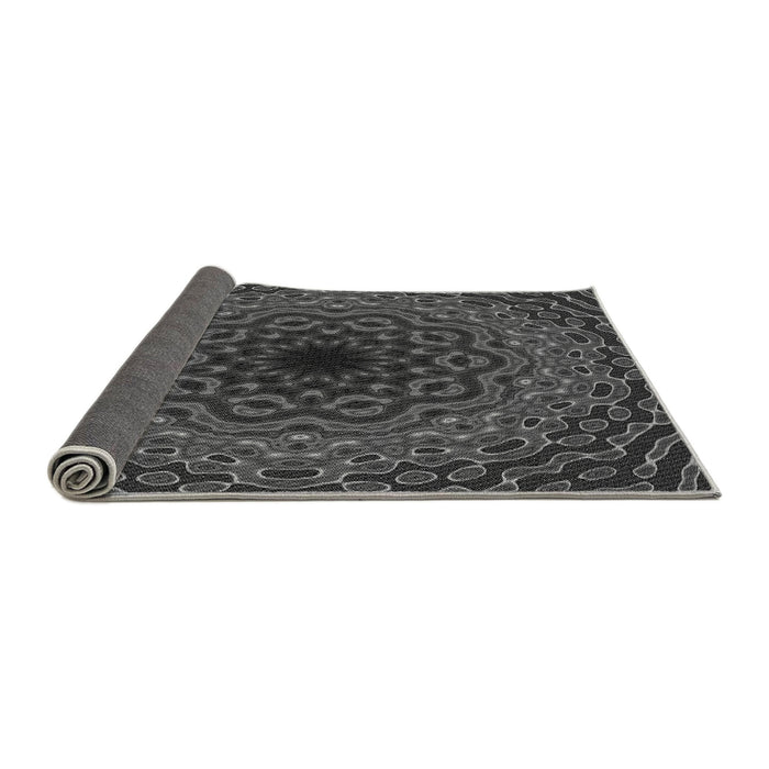 Thickness of Patterned Charcoal Black Rug, pat2218gry