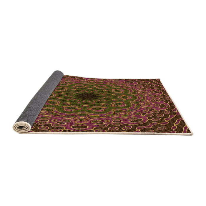 Thickness of Patterned Dark Bisque Brown Rug, pat2218org