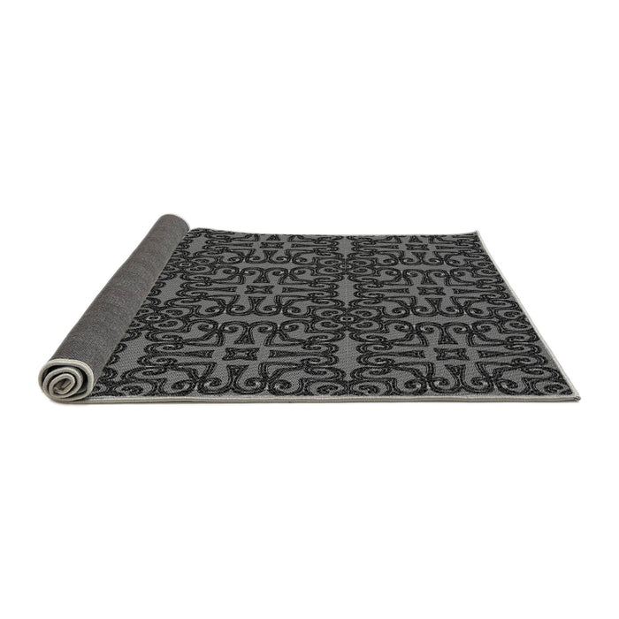 Thickness of Patterned Charcoal Black Rug, pat2219gry