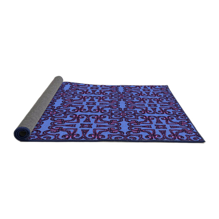 Thickness of Patterned Blue Rug, pat2219pur