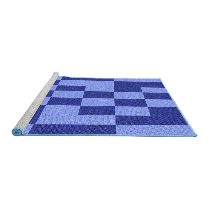 Sideview of Machine Washable Transitional Sky Blue Rug, wshpat222blu