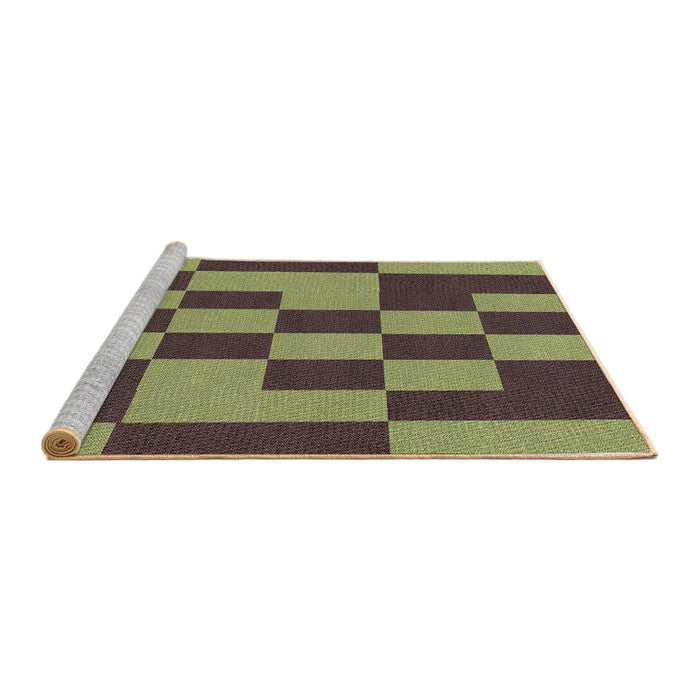 Sideview of Machine Washable Transitional Green Rug, wshpat222brn