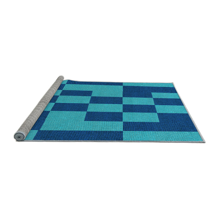 Sideview of Machine Washable Transitional Blueberry Blue Rug, wshpat222lblu