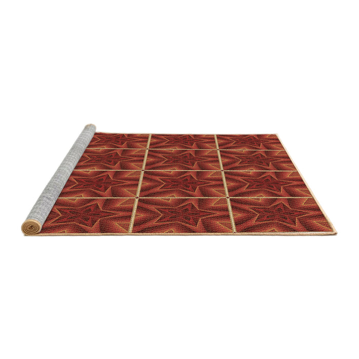 Sideview of Machine Washable Transitional Red Rug, wshpat2220brn
