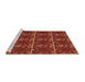 Sideview of Machine Washable Transitional Red Rug, wshpat2220brn