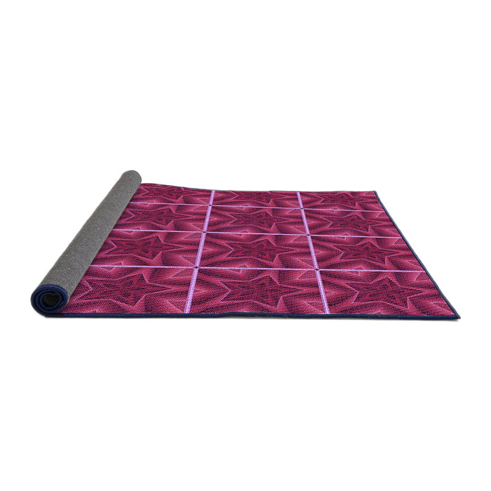 Thickness of Patterned Crimson Red Rug, pat2220pur