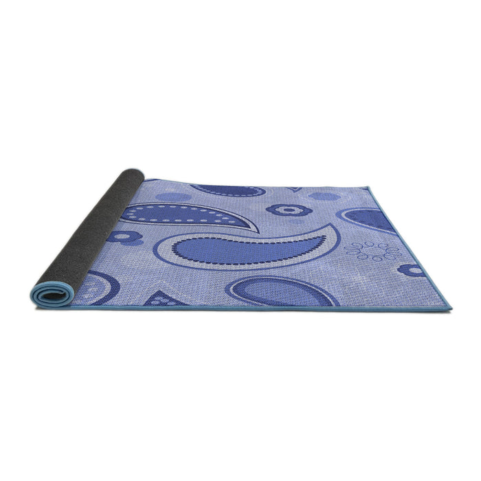 Thickness of Patterned Sea Blue Rug, pat2221blu