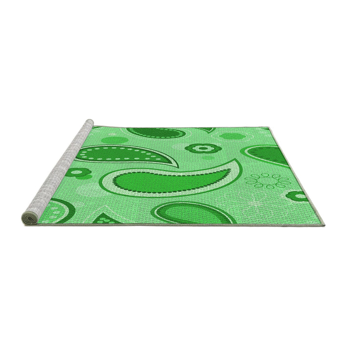 Sideview of Machine Washable Transitional Green Rug, wshpat2221grn