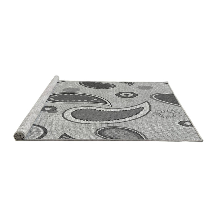 Sideview of Machine Washable Transitional Platinum Gray Rug, wshpat2221gry