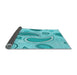 Thickness of Patterned Dark Turquoise Green Rug, pat2221lblu