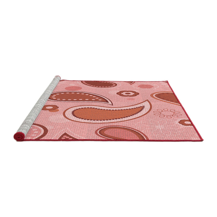 Sideview of Machine Washable Transitional Red Rug, wshpat2221rd