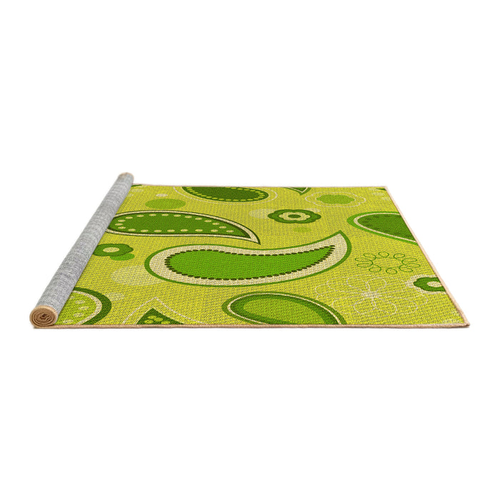 Sideview of Machine Washable Transitional Pistachio Green Rug, wshpat2221yw